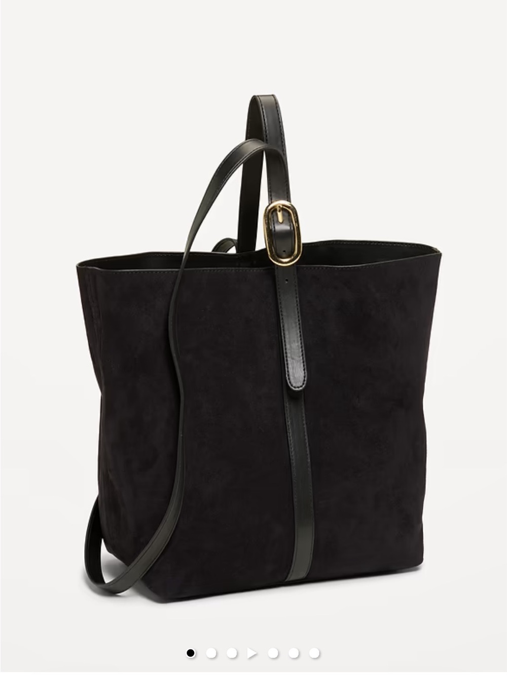 Old Navy Black Suede Tote with Leather Strap